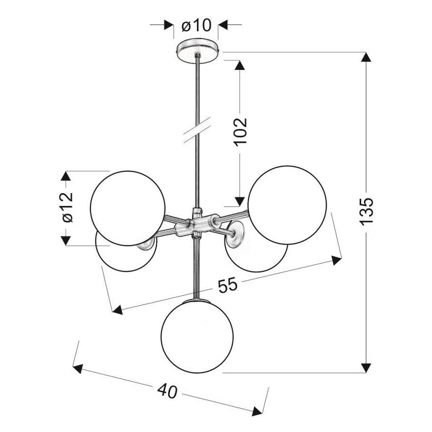Csillár zsinóron MATI 5xG9/28W/230V