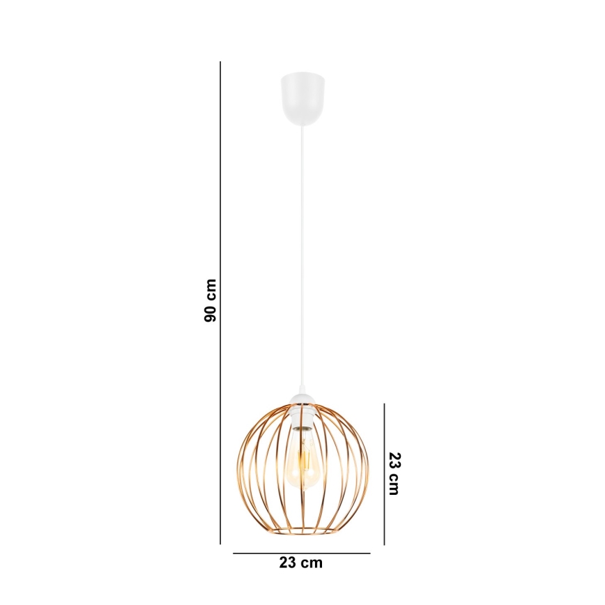 Csillár zsinóron MATT 1xE27/60W/230V fehér/réz