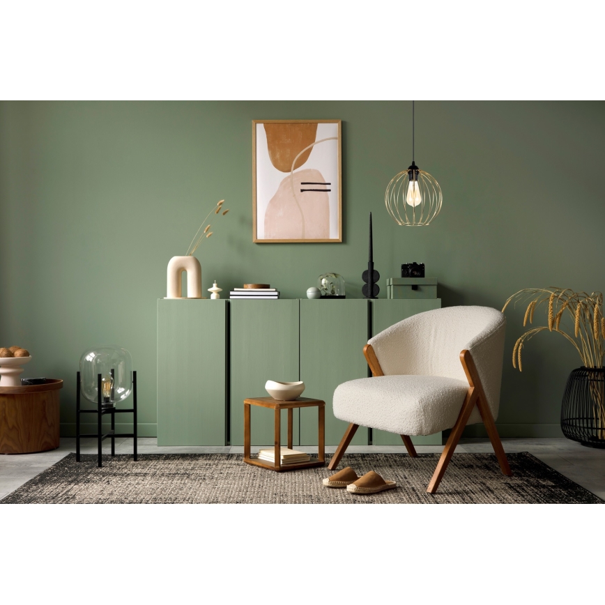 Csillár zsinóron MATT 1xE27/60W/230V fekete/arany