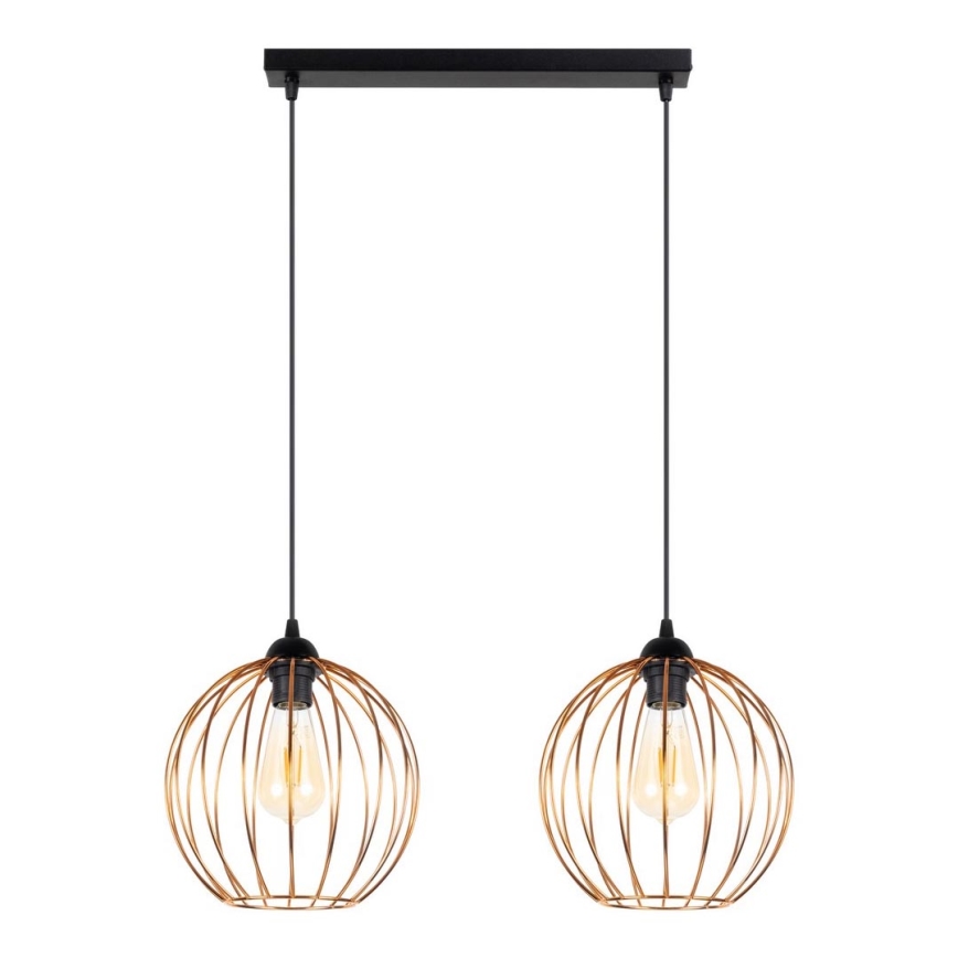 Csillár zsinóron MATT 2xE27/60W/230V fekete/réz