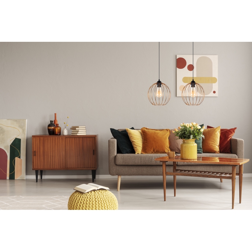 Csillár zsinóron MATT 2xE27/60W/230V fekete/réz