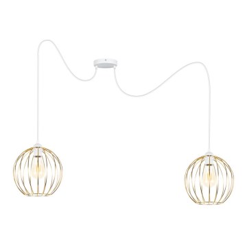 Csillár zsinóron MATT 2xE27/60W/230V pók fehér/arany