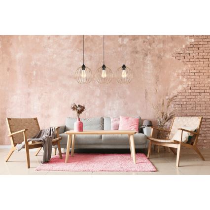 Csillár zsinóron MATT 3xE27/60W/230V fekete/arany