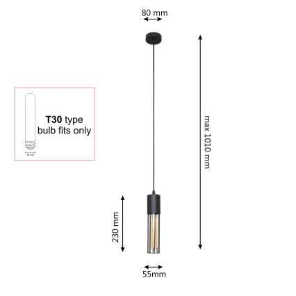 Csillár zsinóron MELODY 1xE27/15W/230V fekete