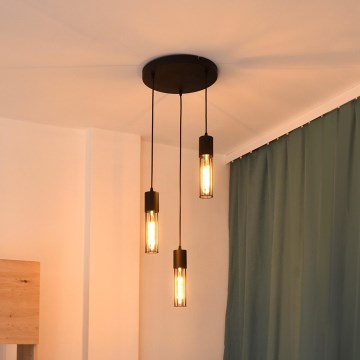 Csillár zsinóron MELODY 3xE27/15W/230V fekete
