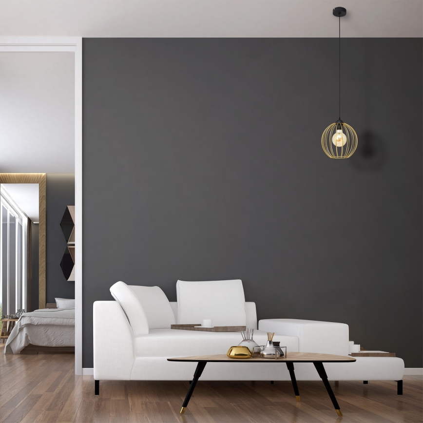 Csillár zsinóron MERCURE 1xE27/15W/230V arany/fekete