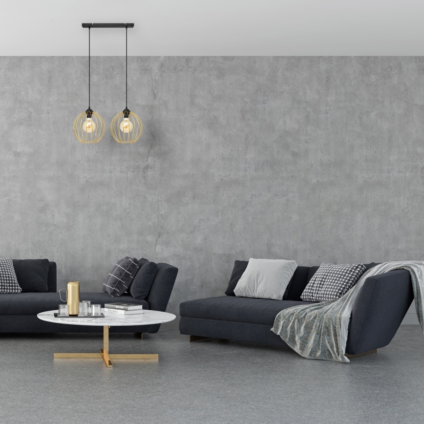 Csillár zsinóron MERCURE 2xE27/15W/230V arany/fekete