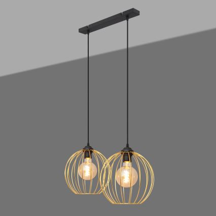 Csillár zsinóron MERCURE 2xE27/15W/230V arany/fekete