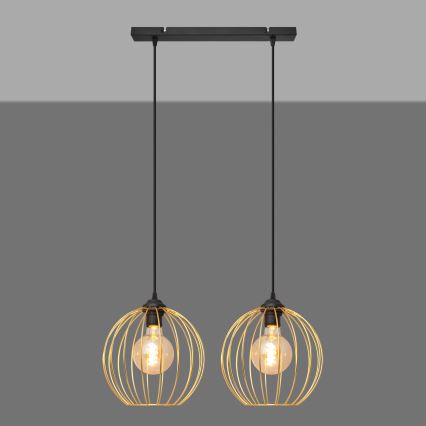 Csillár zsinóron MERCURE 2xE27/15W/230V arany/fekete