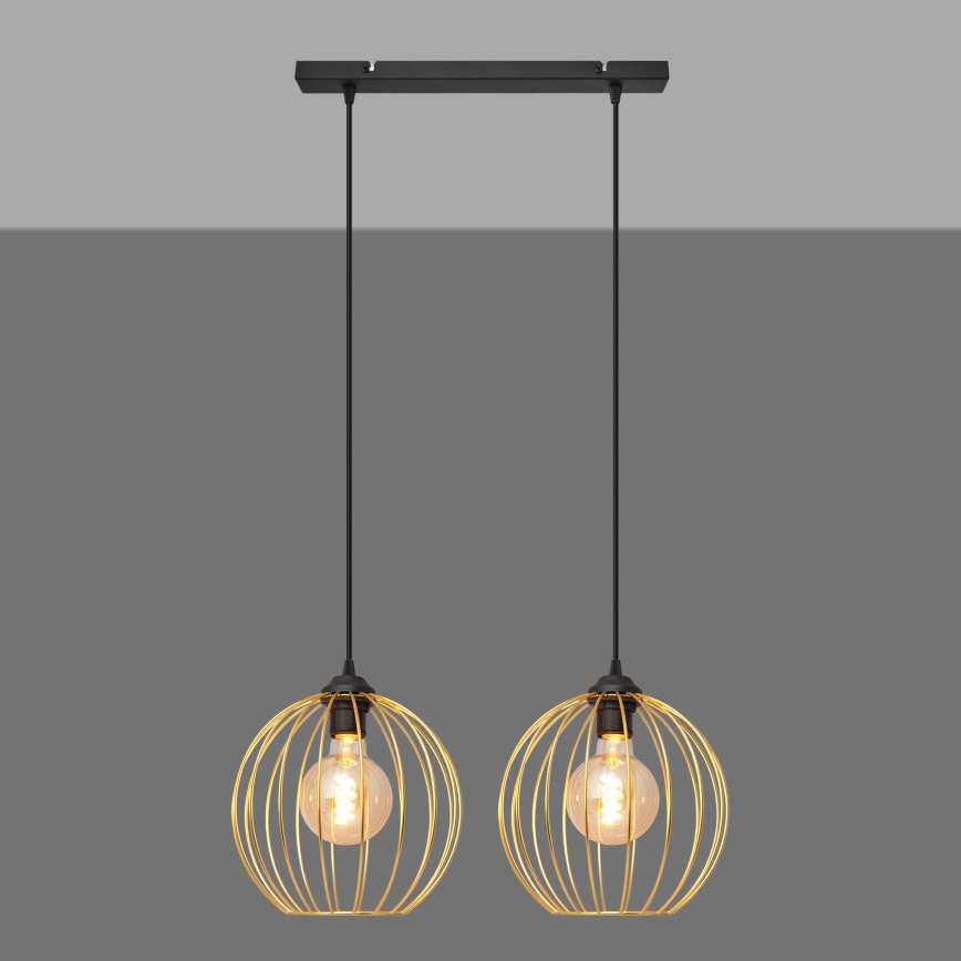 Csillár zsinóron MERCURE 2xE27/15W/230V arany/fekete