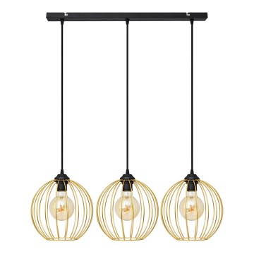 Csillár zsinóron MERCURE 3xE27/15W/230V arany/fekete