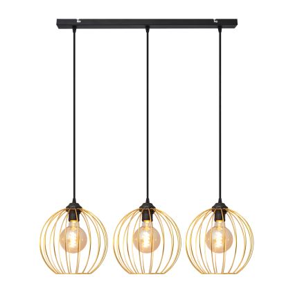 Csillár zsinóron MERCURE 3xE27/15W/230V arany/fekete