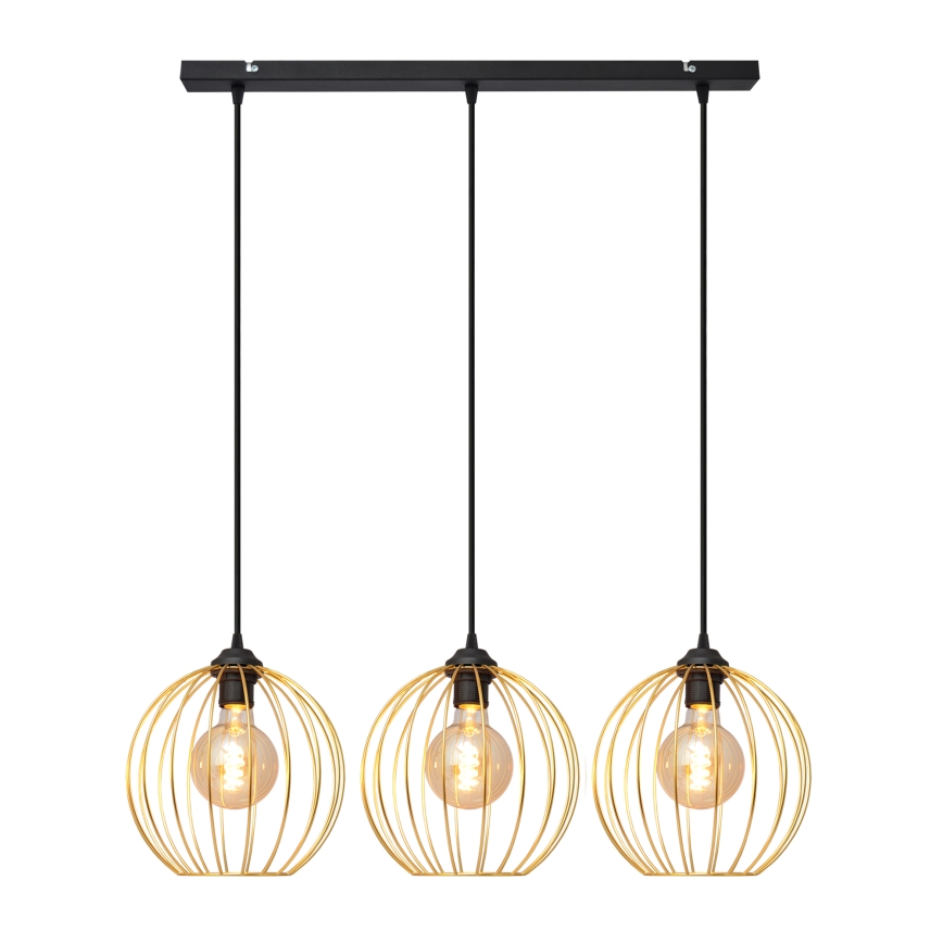 Csillár zsinóron MERCURE 3xE27/15W/230V arany/fekete