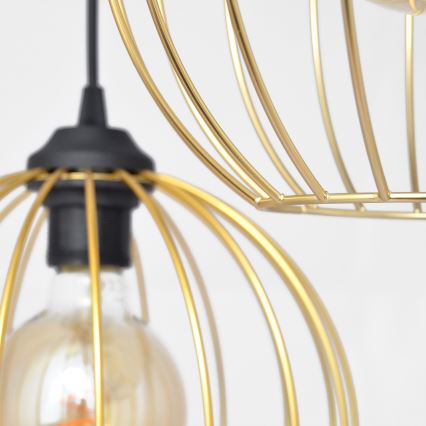 Csillár zsinóron MERCURE 3xE27/15W/230V arany/fekete