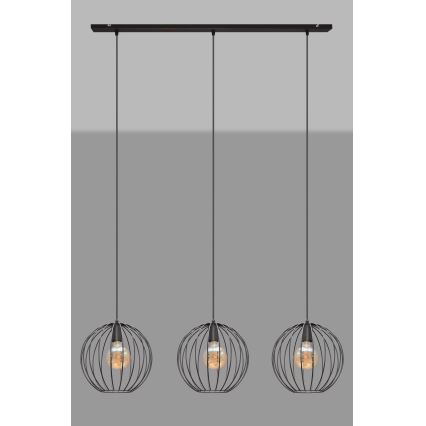 Csillár zsinóron MERCURE 3xE27/15W/230V fekete