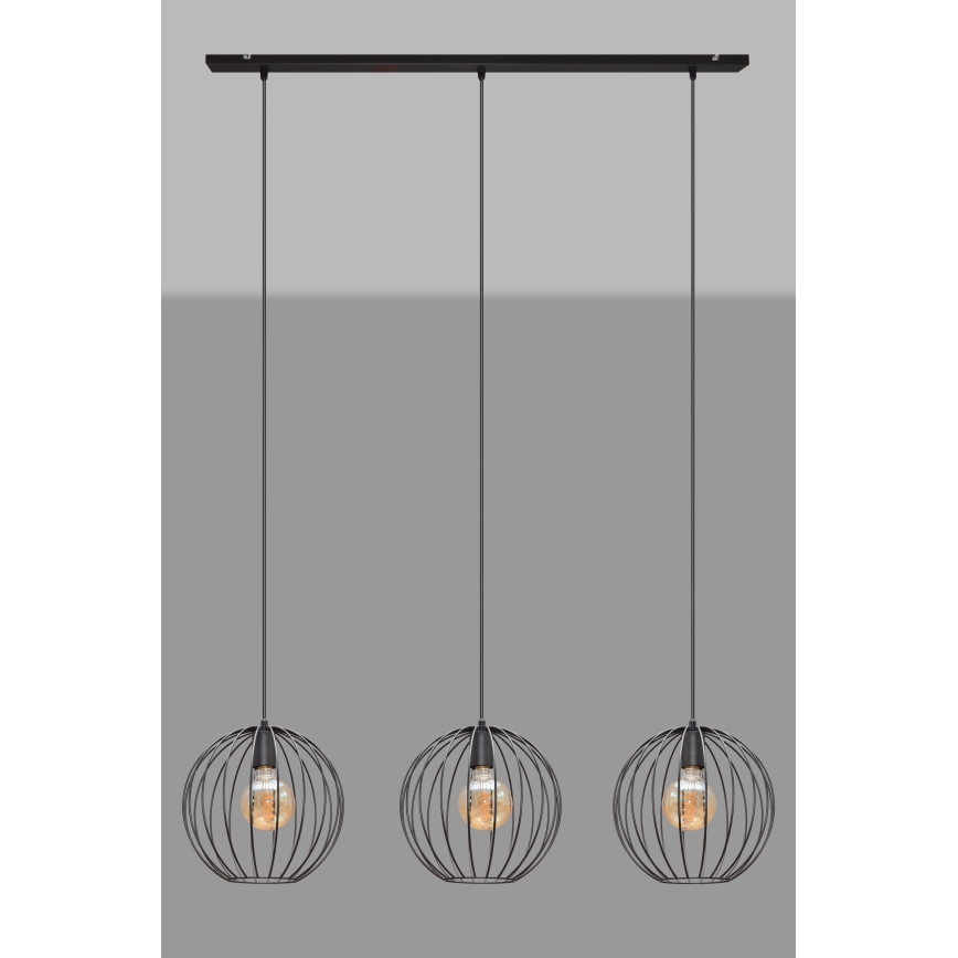 Csillár zsinóron MERCURE 3xE27/15W/230V fekete
