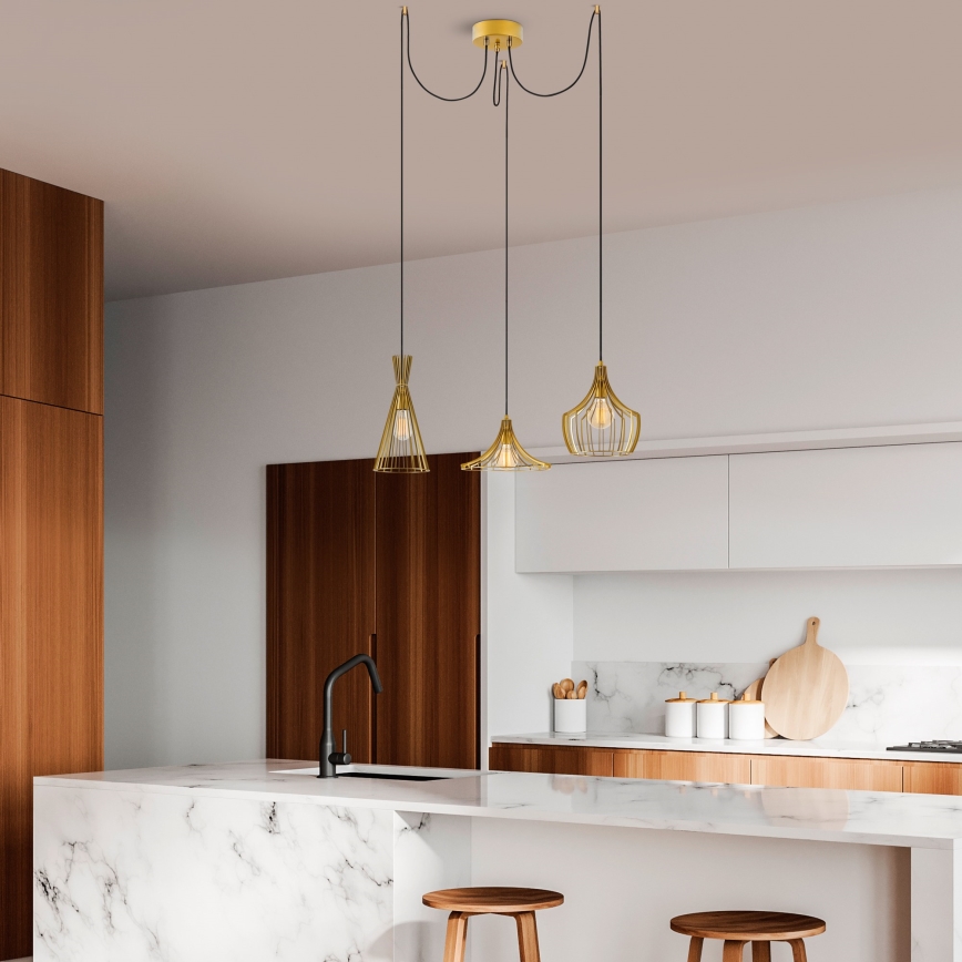 Csillár zsinóron MEZOPOTAMYA 3xE27/40W/230V pók arany