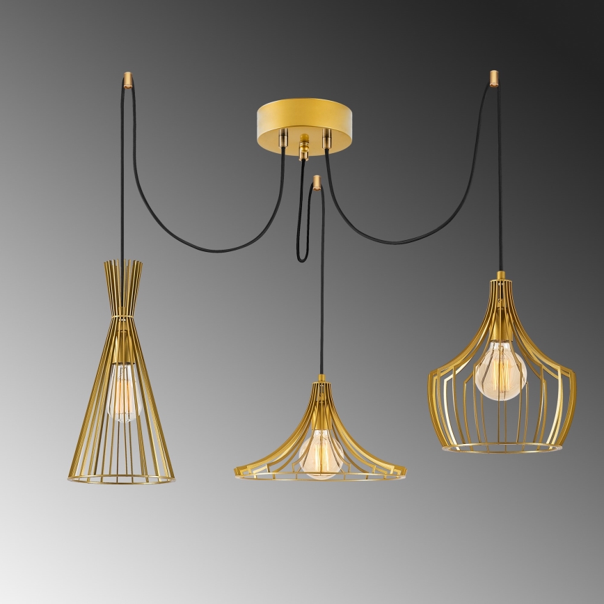 Csillár zsinóron MEZOPOTAMYA 3xE27/40W/230V pók arany