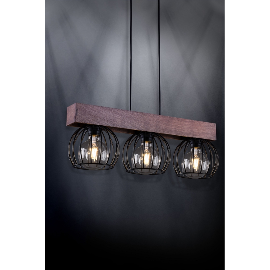 Csillár zsinóron MILAN 3xE27/60W/230V fa