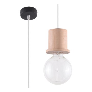 Csillár zsinóron MILO 1xE27/60W/230V bükkfa