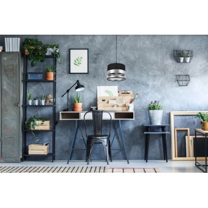 Csillár zsinóron MILO 1xE27/60W/230V ezüst/fekete