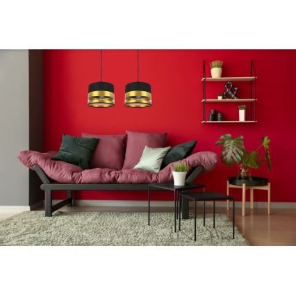 Csillár zsinóron MILO 2xE27/60W/230V arany/fekete