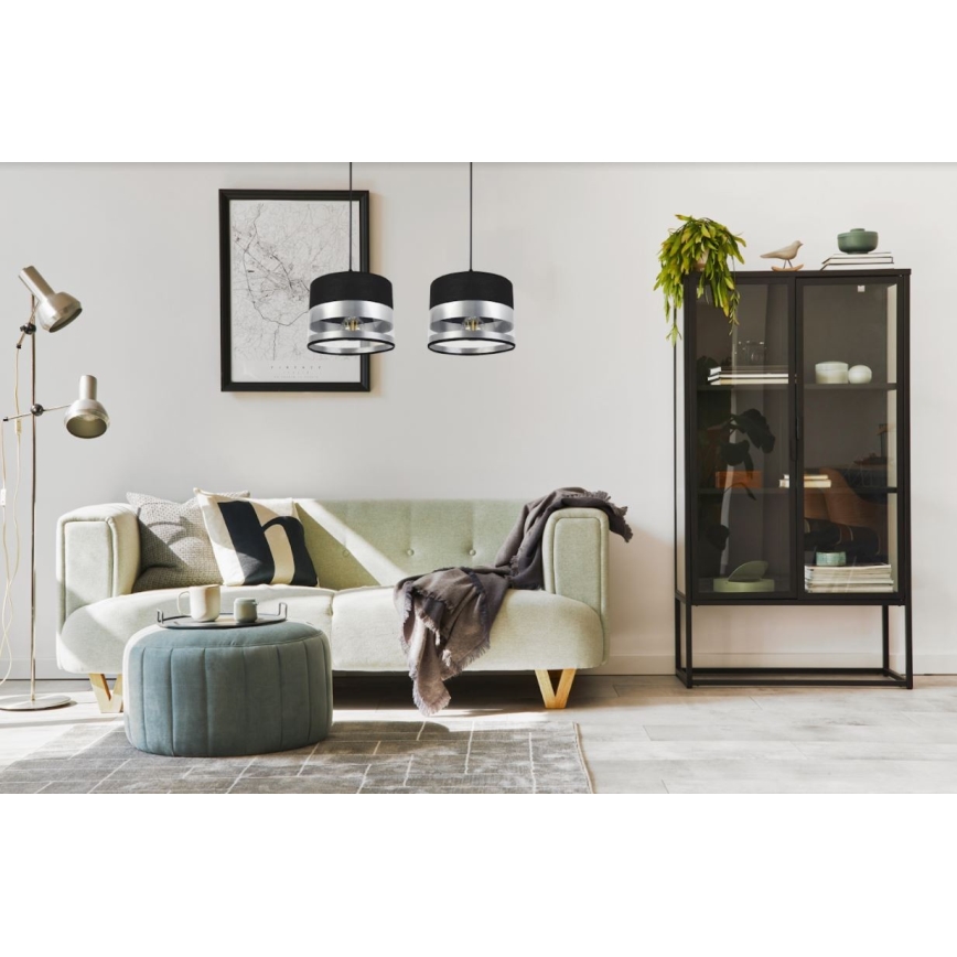 Csillár zsinóron MILO 2xE27/60W/230V ezüst/fekete