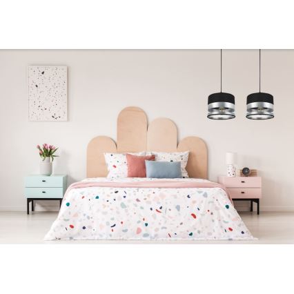 Csillár zsinóron MILO 2xE27/60W/230V ezüst/fekete