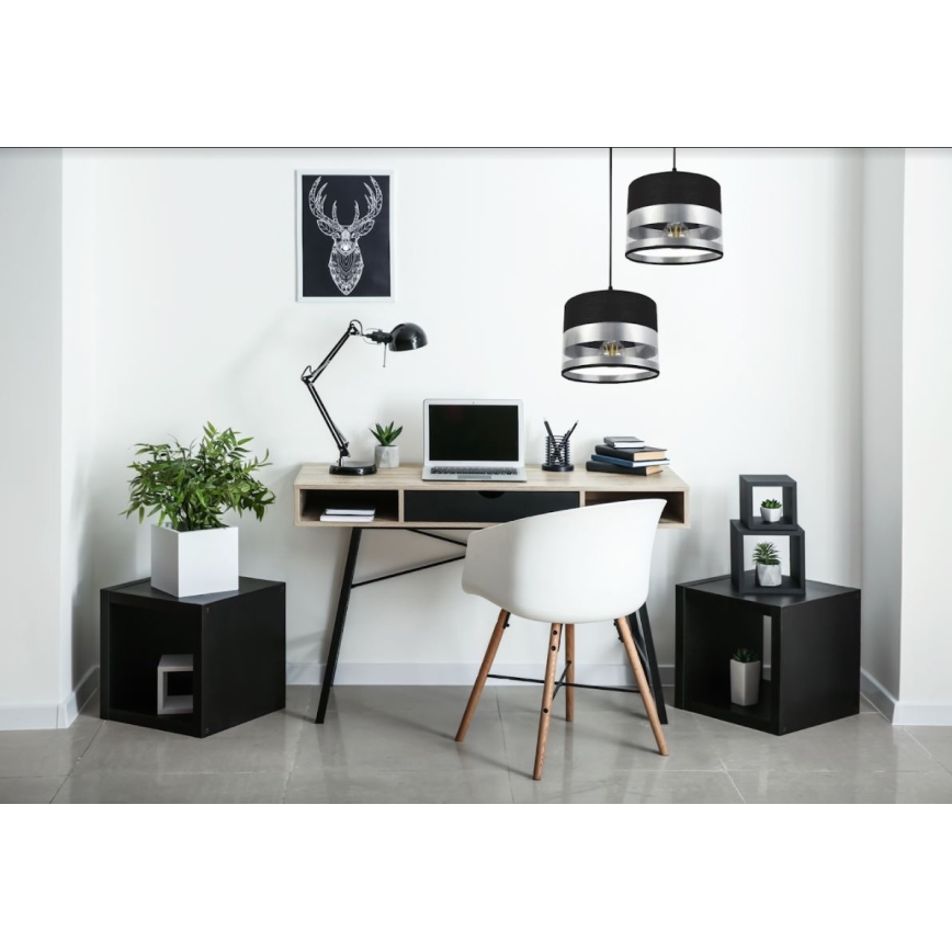 Csillár zsinóron MILO 2xE27/60W/230V ezüst/fekete