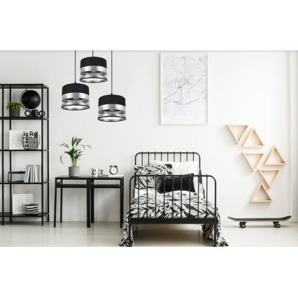 Csillár zsinóron MILO 3xE27/60W/230V ezüst/fekete