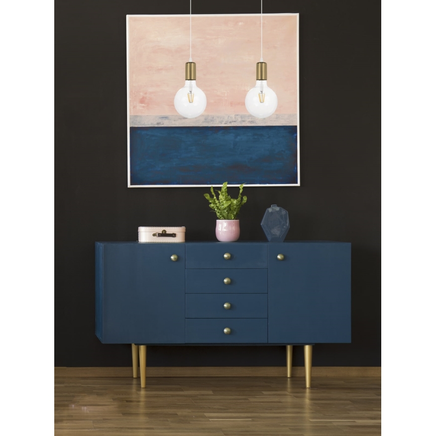 Csillár zsinóron MIROS 2xE27/60W/230V fehér/arany