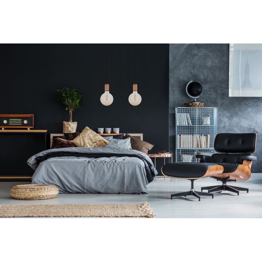 Csillár zsinóron MIROS 2xE27/60W/230V fekete/réz