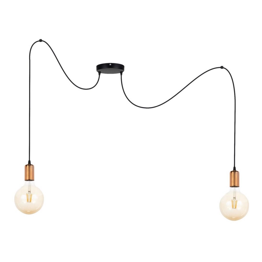 Csillár zsinóron MIROS 2xE27/60W/230V fekete/réz