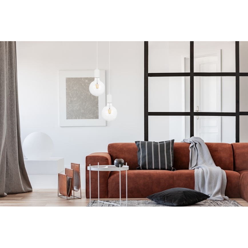 Csillár zsinóron MIROS 2xE27/60W/230V kerek fehér