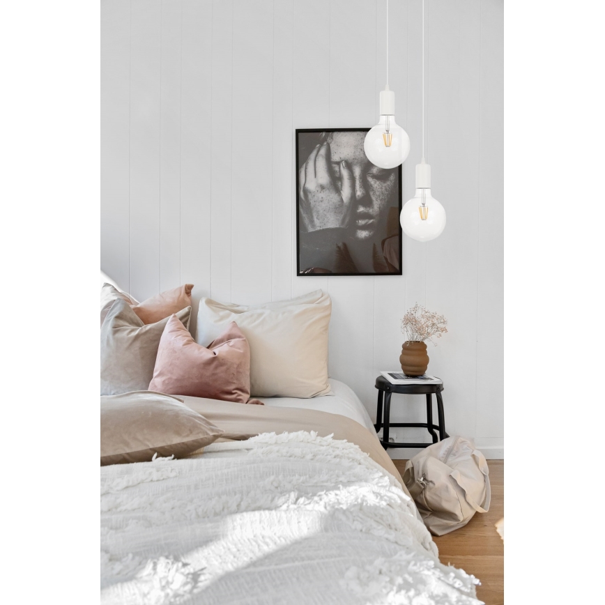 Csillár zsinóron MIROS 2xE27/60W/230V kerek fehér