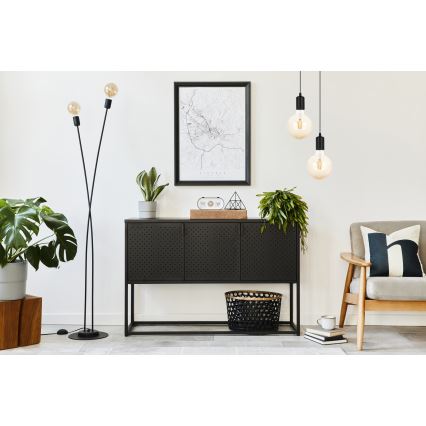 Csillár zsinóron MIROS 2xE27/60W/230V kerek fekete