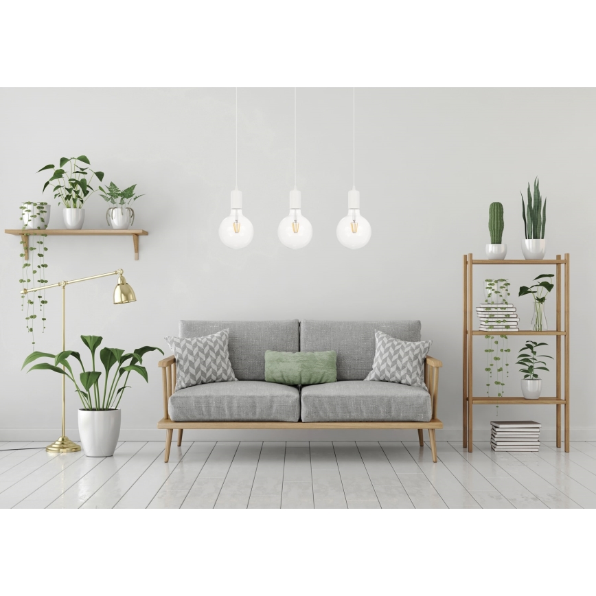 Csillár zsinóron MIROS 3xE27/60W/230V fehér