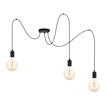 Csillár zsinóron MIROS 3xE27/60W/230V fekete