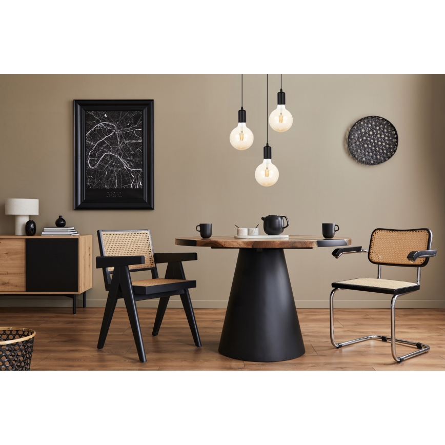 Csillár zsinóron MIROS 3xE27/60W/230V kerek fekete