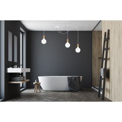 Csillár zsinóron MIROS 3xE27/60W/230V pók fehér/arany