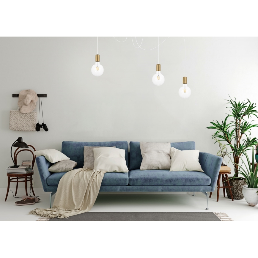 Csillár zsinóron MIROS 3xE27/60W/230V pók fehér/arany