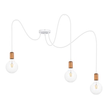 Csillár zsinóron MIROS 3xE27/60W/230V pók fehér/réz