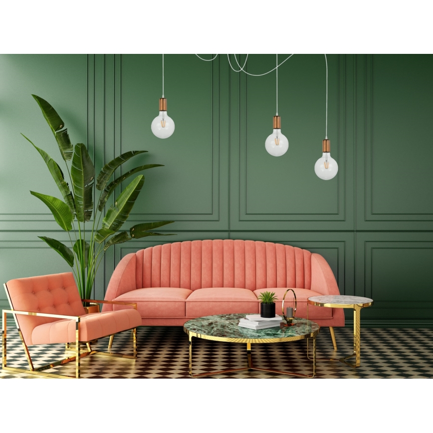 Csillár zsinóron MIROS 3xE27/60W/230V pók fehér/réz