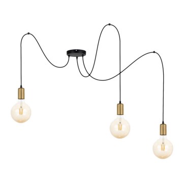 Csillár zsinóron MIROS 3xE27/60W/230V pók fekete/arany