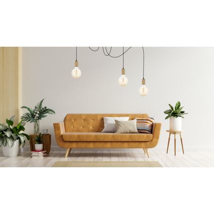 Csillár zsinóron MIROS 3xE27/60W/230V pók fekete/arany