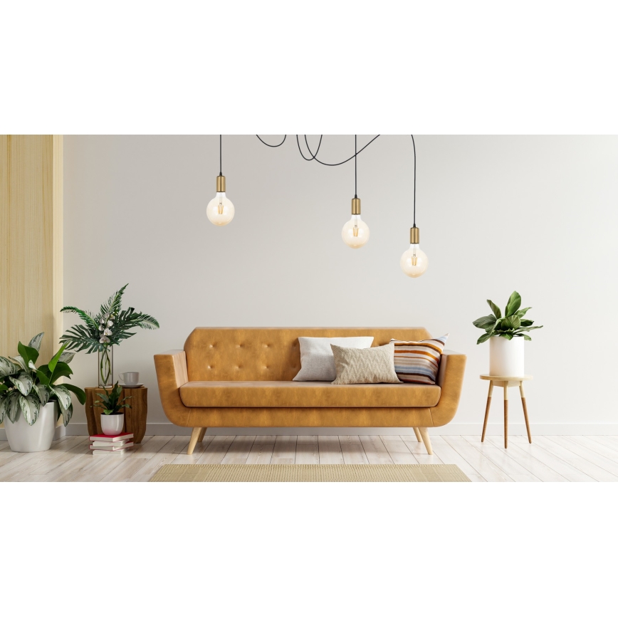 Csillár zsinóron MIROS 3xE27/60W/230V pók fekete/arany