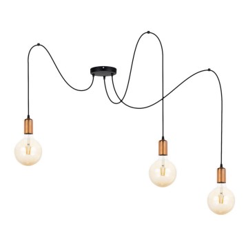 Csillár zsinóron MIROS 3xE27/60W/230V pók fekete/réz