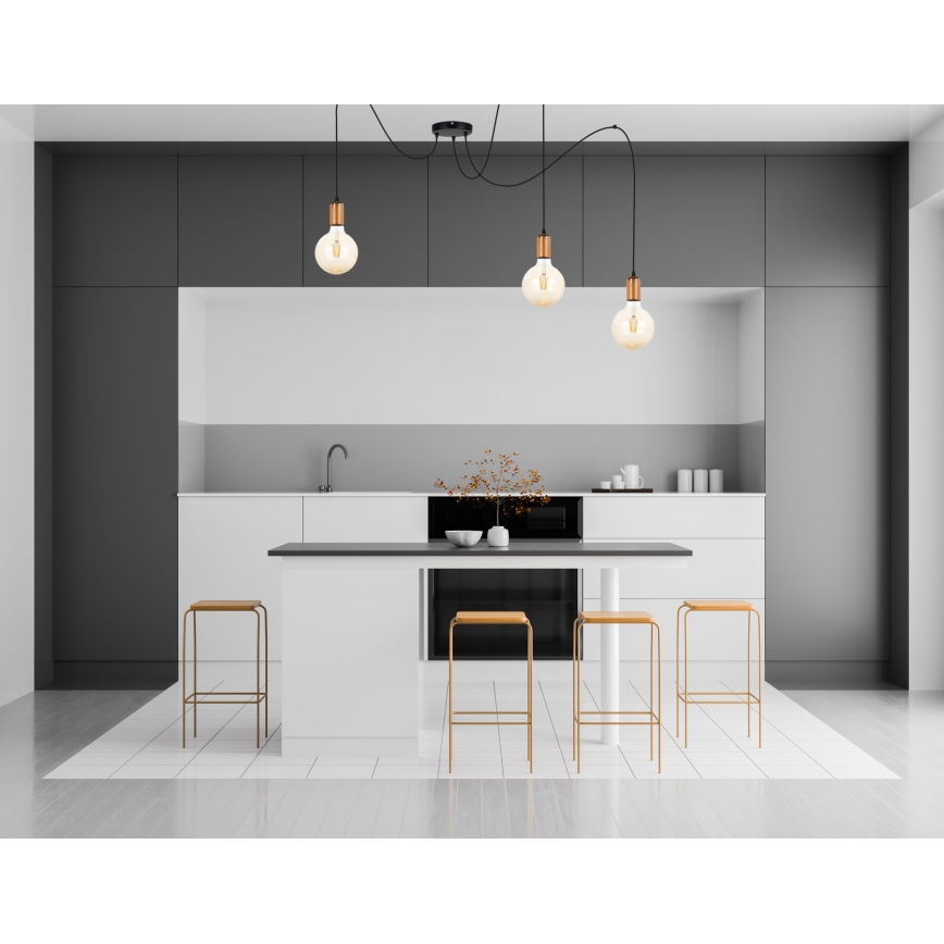 Csillár zsinóron MIROS 3xE27/60W/230V pók fekete/réz