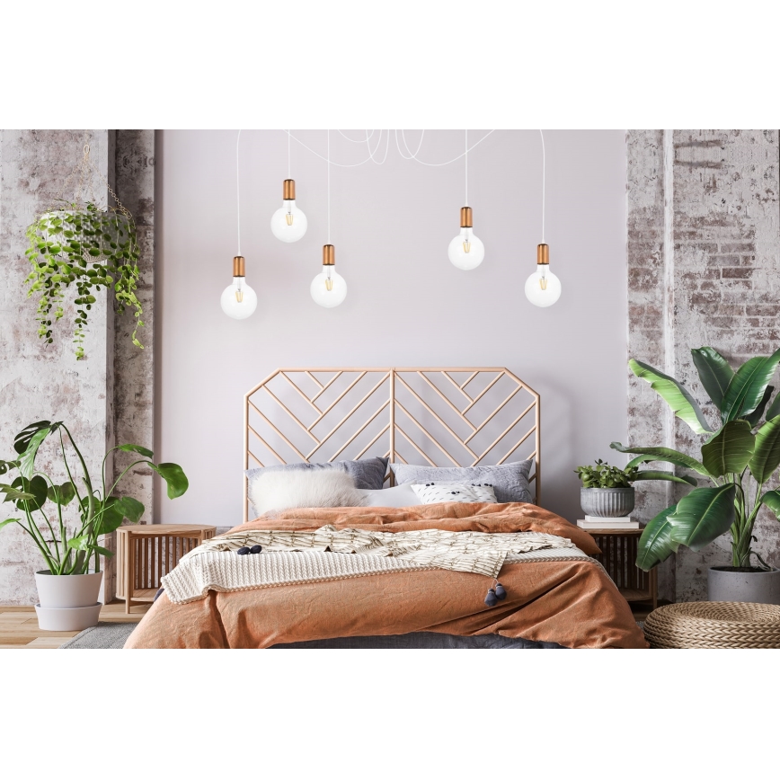 Csillár zsinóron MIROS 5xE27/60W/230V pók fehér/réz