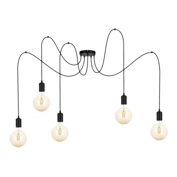 Csillár zsinóron MIROS 5xE27/60W/230V pók fekete